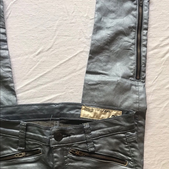 Rag & Bone Metallic Coated Skinny Jeans - Picture 6 of 9